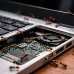 Why Ants Are Attracted To Electronics-ants-crawling-inside-laptop-keyboard-electronics