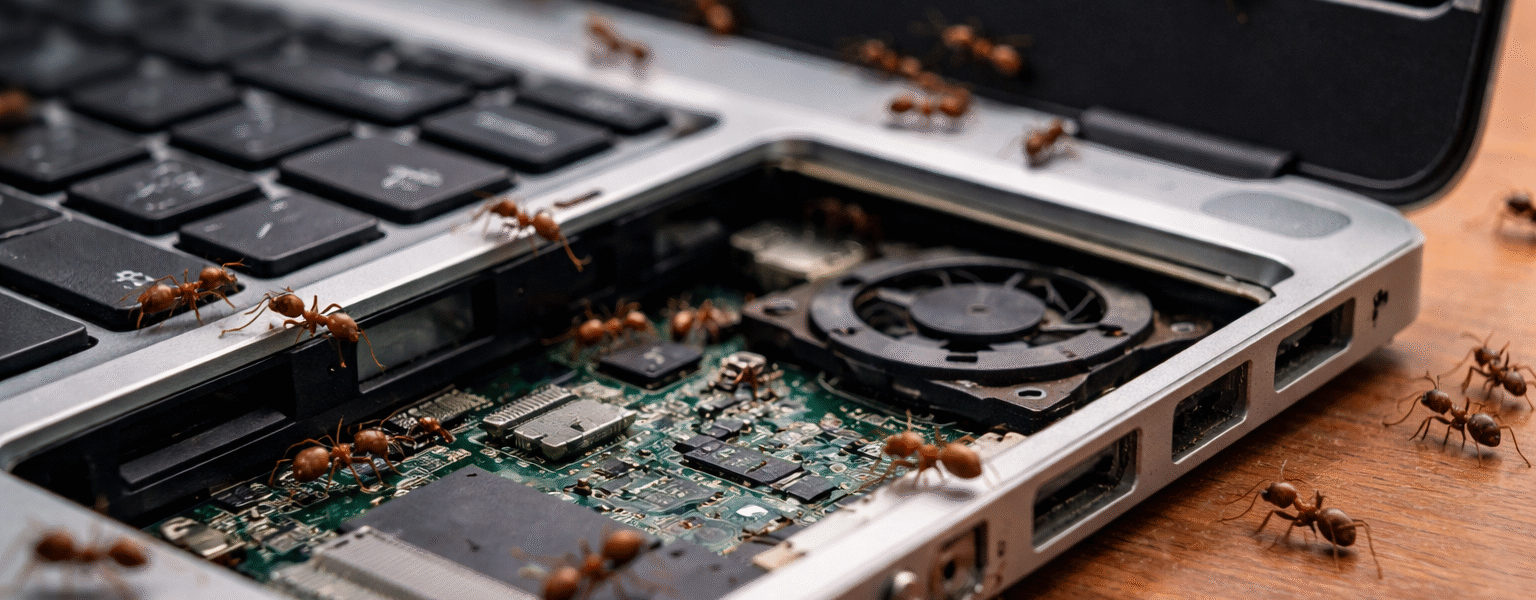 Why Ants Are Attracted To Electronics-ants-crawling-inside-laptop-keyboard-electronics