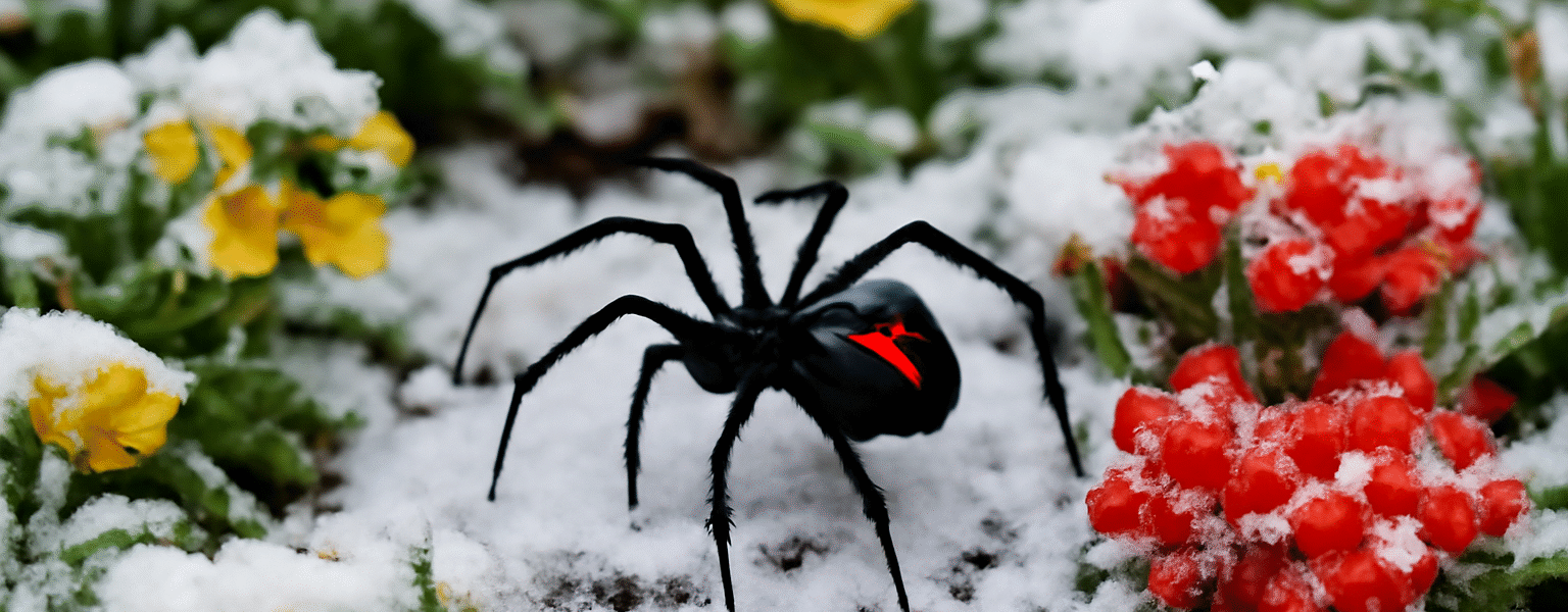 Black Widow Spider Pest Control-a-black-widow-spider-in-a-flower-garden