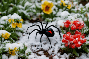 Black Widow Spider Pest Control-a-black-widow-spider-in-a-flower-garden
