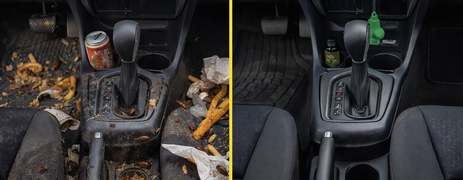 How to Get Rid of Roaches In Your Car-inside-a-car-before-and-after-care-for-roach-control