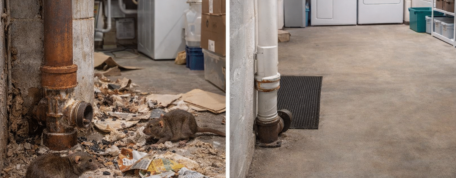 How to Get Rid of Norway Rats-before-and-after-of-a-cluttered-home