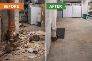 How to Get Rid of Norway Rats-before-and-after-of-a-cluttered-home