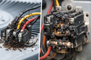 Why Are Ants Attracted To Ac Units-ants-swarming-damaged-ac-unit-wiring