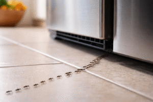 Why Are Ants Attracted To Refrigerators/Freezers-ants-trailing-under-refrigerator-door