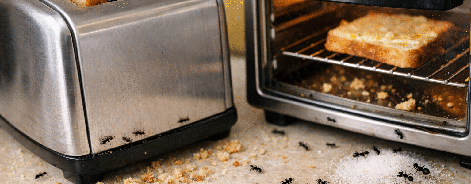 Why Are Ants Attracted To Toasters And Toaster Ovens-ants-crawling-near-toaster-crumbs