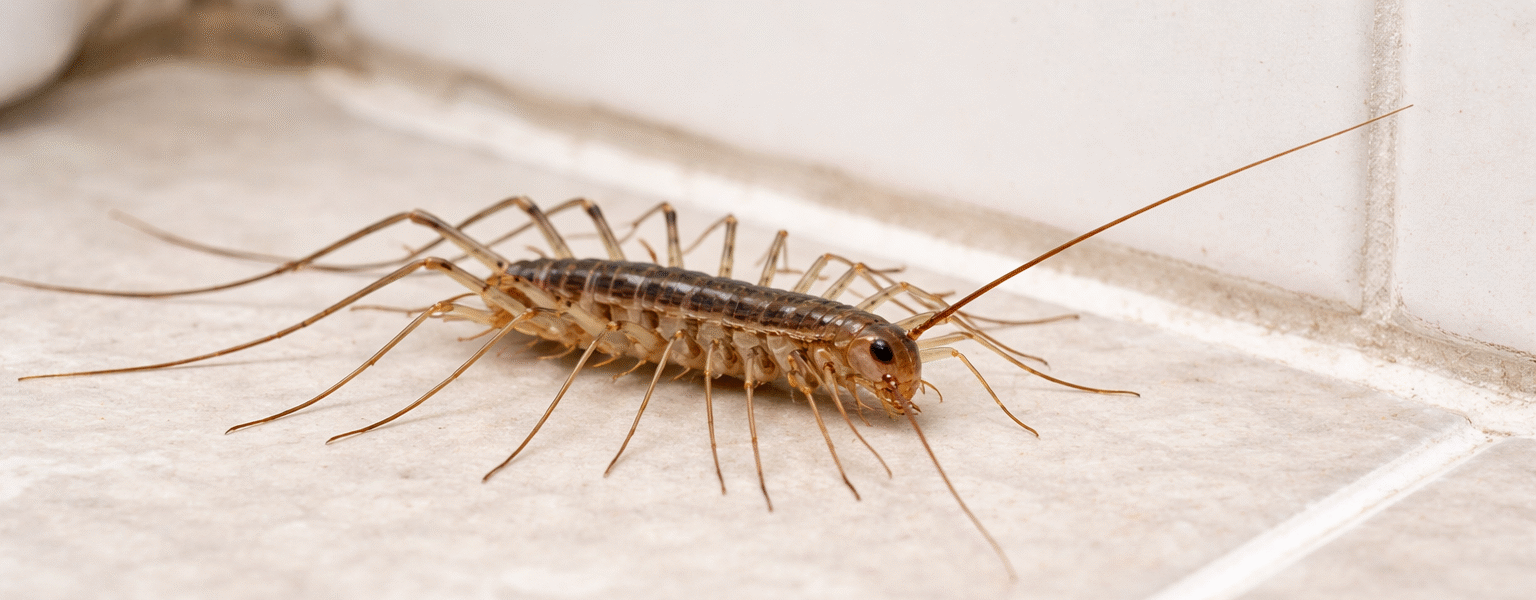 How To Get Rid Of House Centipedes-house-centipede-on-bathroom-floor