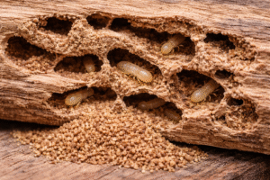 Drywood Termites Treatment-termite-damage-with-tunneils-and-frass