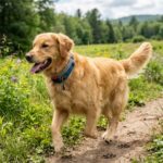 Best Flea Collars For Large Dogs-active-golden-retriever-running-outdoors-wearing-collar