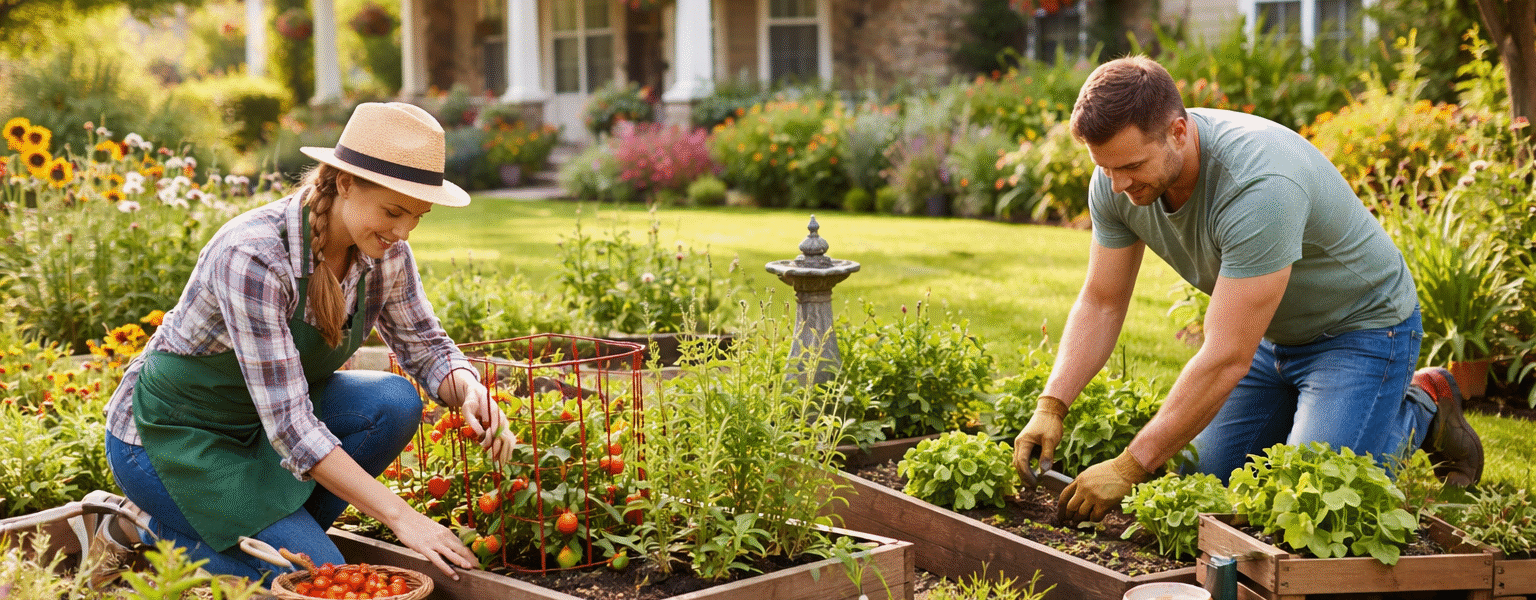 Common Pest Control Mistakes Homeowners Make-couple-gardening-in-backyard-vegetable-garden