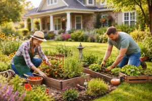 Common Pest Control Mistakes Homeowners Make-couple-gardening-in-backyard-vegetable-garden Common Pest Control Mistakes Homeowners Make-couple-gardening-in-backyard-vegetable-garden