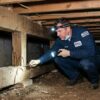 Termite treatment for first-time homeowners-inspector-examines-termite-tubes-in-crawlspace