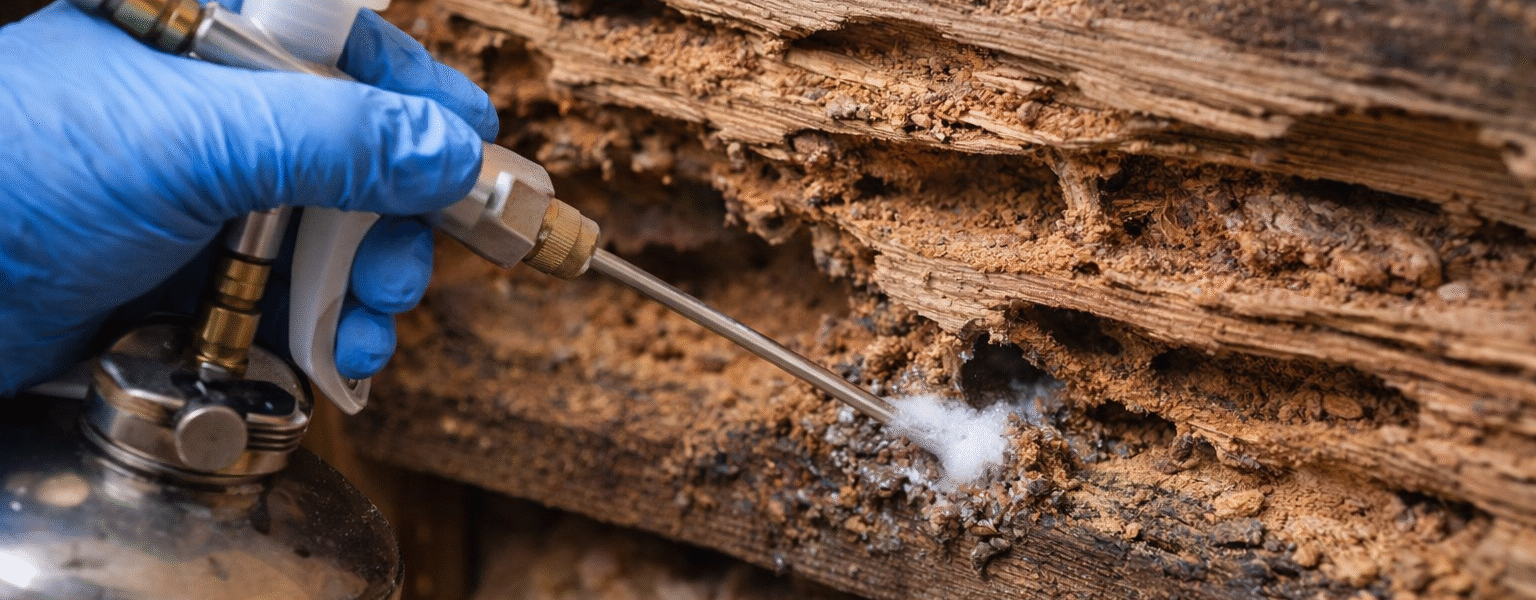 How To Treat Dampwood Termite-applying-insecticide-to-dampwood-termite-wood
