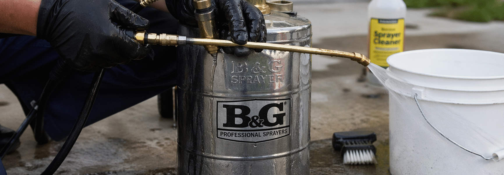 How To Maintain And Clean A B&G Sprayer-a-technician-cleaning-metal-b&g-sprayer-tank