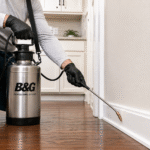 How To Use A B&G Sprayer For Pest Control-technician-using-metal-b&g-sprayer-indoors