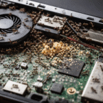 Why Are Ants Attracted To My Laptop-ants-infesting-laptop-motherboard-with-crumbs