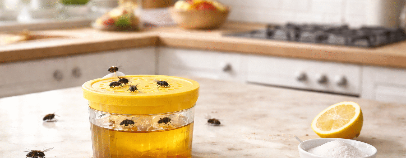How To Get Rid of House Flies Fast-fly-insect-pest-on-kitchen-counter-top