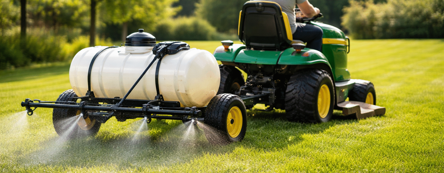Best Tow Behind Tank Sprayer Reviews for Lawn Tractor-tow-behind-sprayer-lawn-tractor-spraying