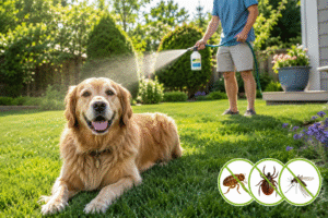 Best Yard Treatment System For Homes With Dogs-golden-retriever-enjoying-pest-free-backyard-lawn