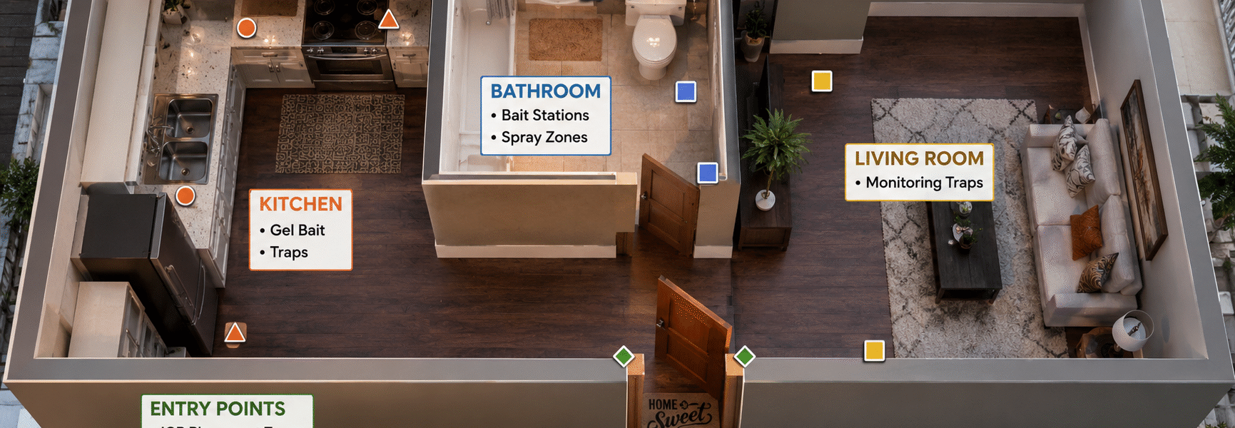 Best Roach Killer Kit For Apartments-apartment-control-treatment-placement-map