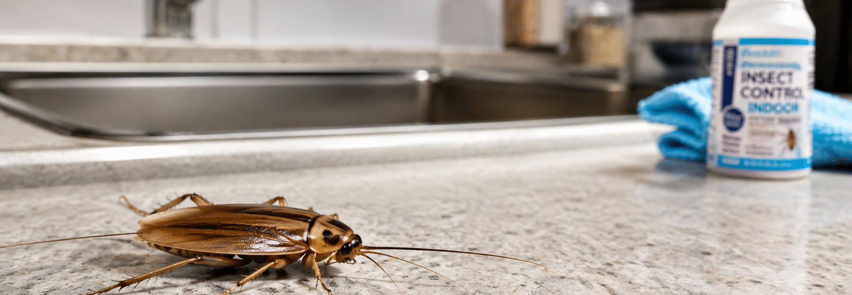 How To Control German Cockroach-a german-cockroach-on-kitchen-counter