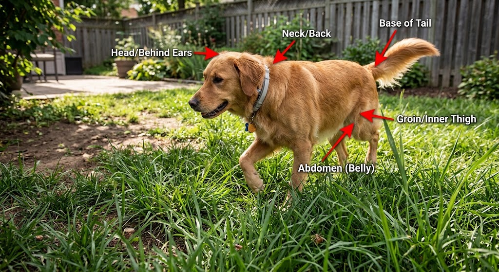Best Flea Collars For Large Dogs-golden-retriever-walking-through-grassy-backyard