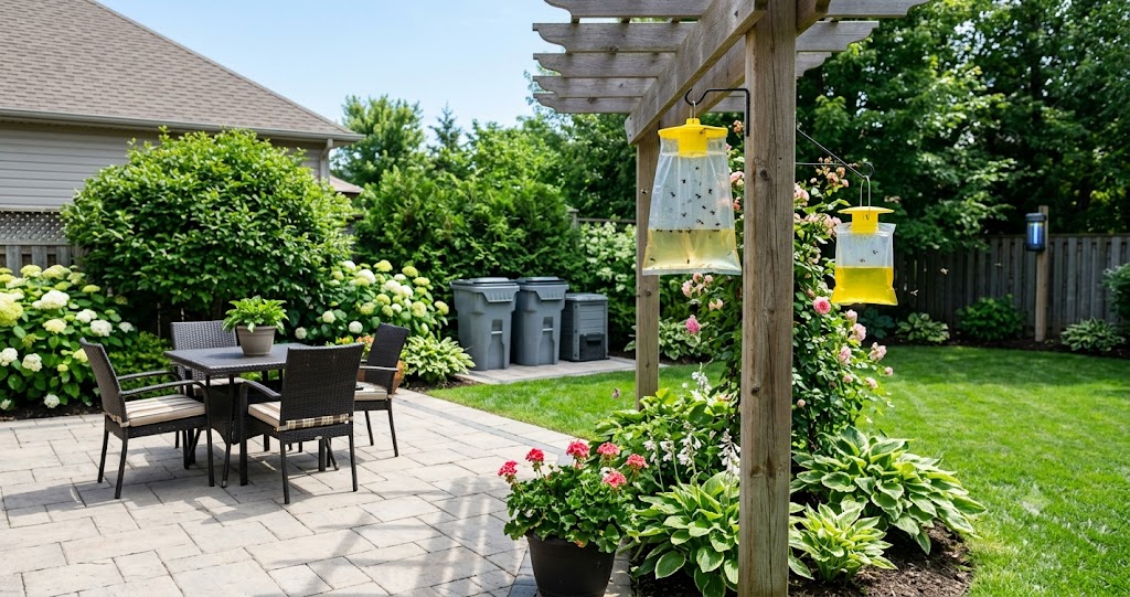 Best Outdoor Fly Traps-effective-outdoor-fly-traps-on-sunny-patio