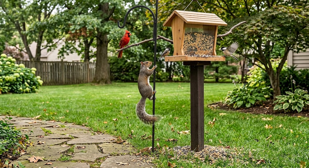 Best Squirrel Repellent For Bird Feeders-gray-squirrel-raiding-wooden-bird-feeder