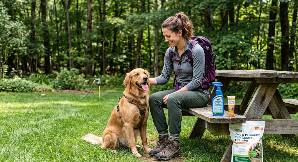 Best Tick Control Products-woman-dog-and-tick-control-products-outdoors
