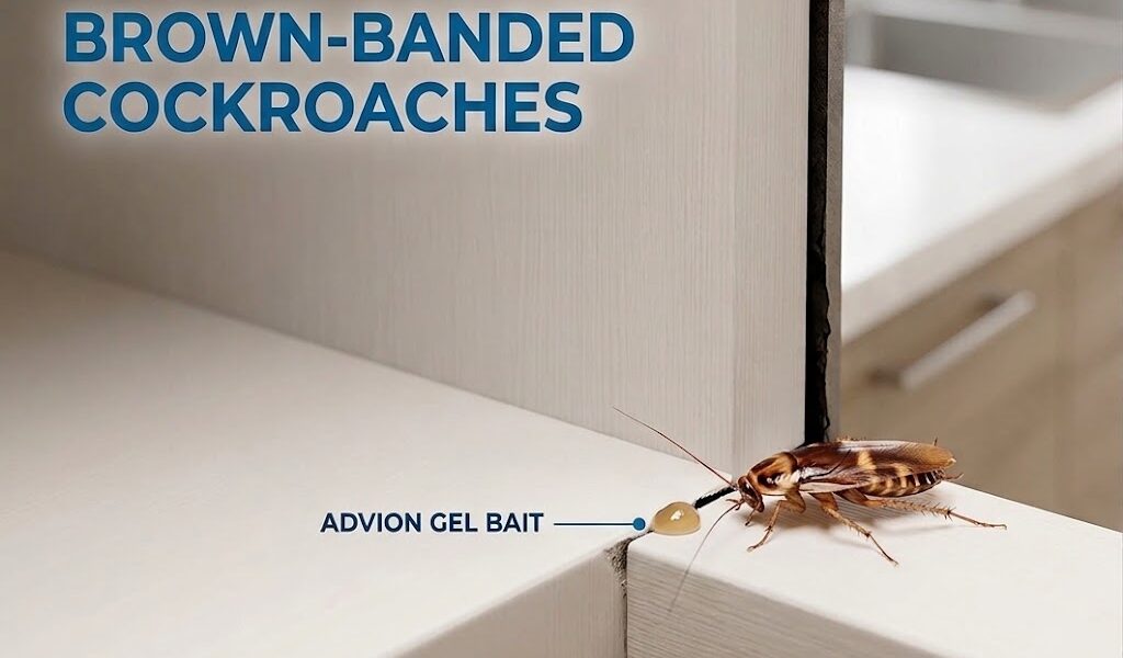 Best Roach Bait For Brown-Banded Cockroaches-brown-banded cockroach-approaching-gel-bait-placement