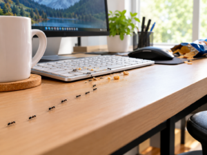 How to Keep Ants Away From Your Computer Desk-ants-approaching-a-clean-computer-desk