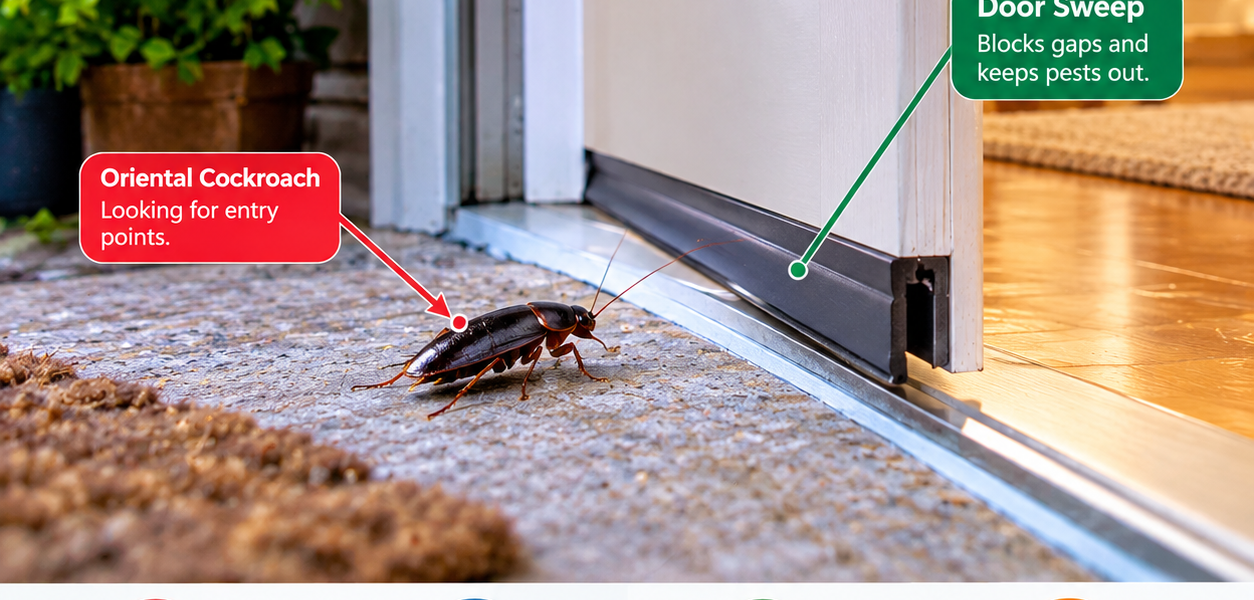 Best Oriental Cockroach Bait-door-sweep-preventing-oriental-cockroach-from-entering-home