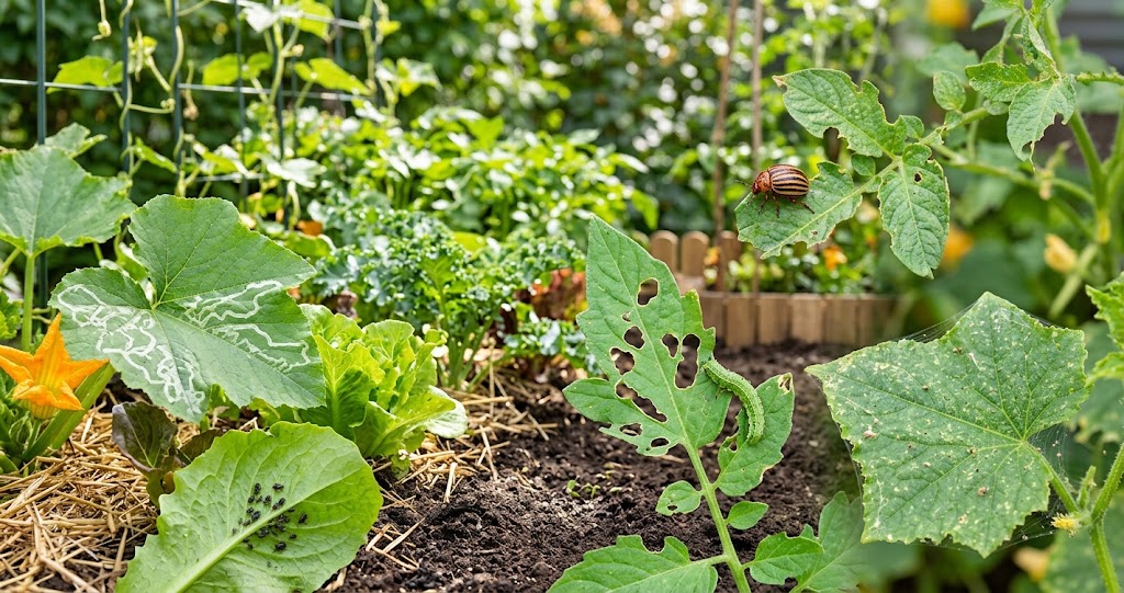 How To Identify Common Garden Pests-garden-foliage-displaying-various-pest-damages