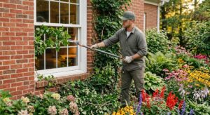 Best Southern House Mosquito Control Products-removing-overgrown-shrubs-from-a-window