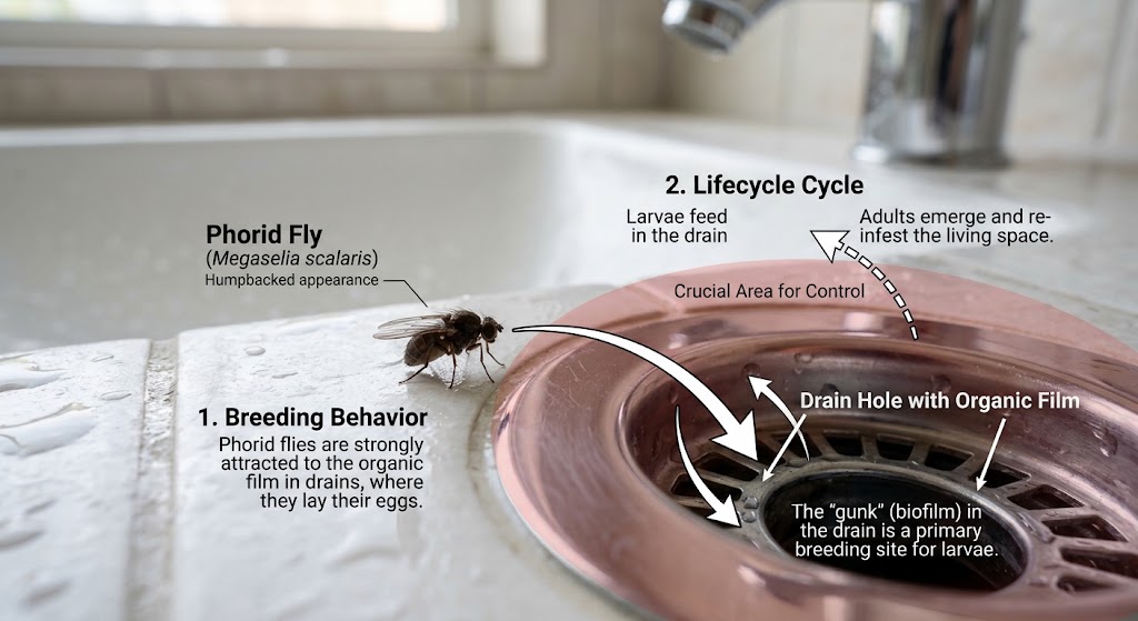 Best Drain Treatment For Phorid Flies-phorid-fly-lifecycle-near-sink-drain
