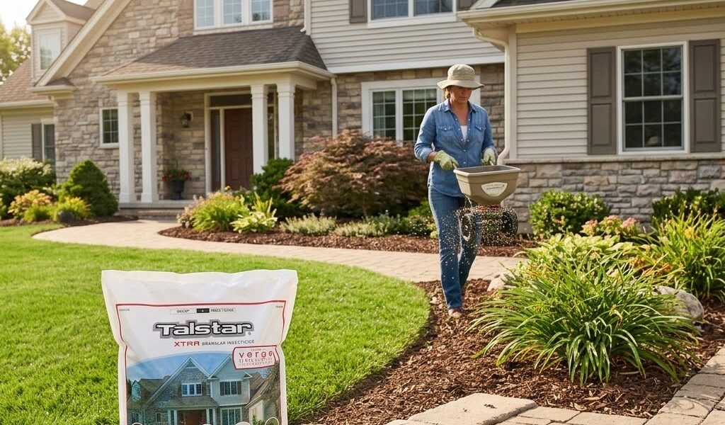 Talstar Xtra Granular Insecticide 25 lb review-homeowner-applying-talstar-xtra-granular-lawn-insecticide