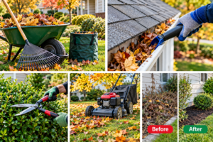 How To Clean Up Yard For Winter To Prevent Pests-raking-fallen-leaves-during-fall-yard-cleanup