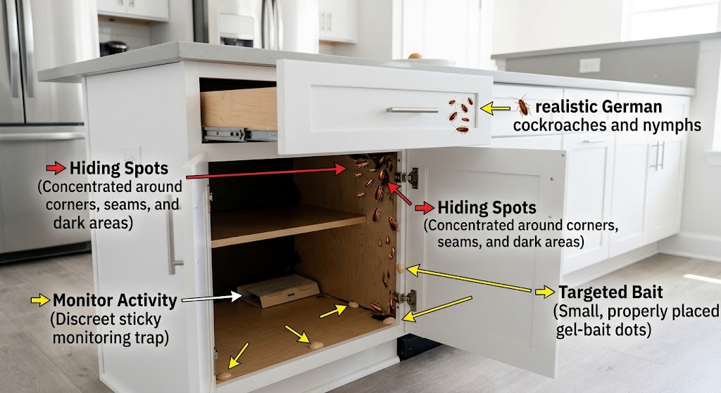 Controlling German Cockroaches In Kitchen Cabinets-german-cockroaches-hiding-in-kitchen-cabinet