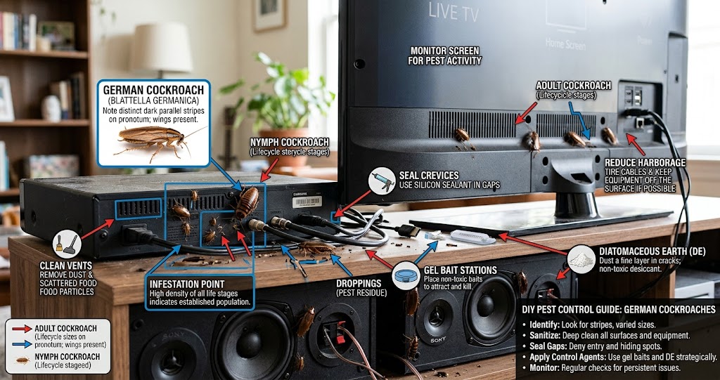 German Cockroaches In Cable Boxes, Smart TVs, and Stereo Speakers-german-cockroaches-hiding-around-home-electronics