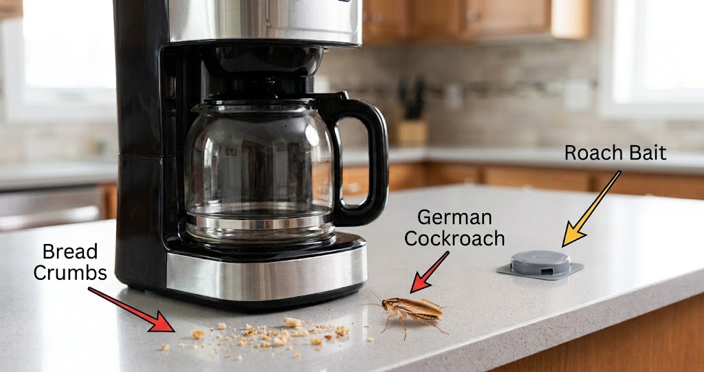 How To Get German Cockroaches Out Of A Coffee Make-german-cockroach-near-coffee-marker-with-bait
