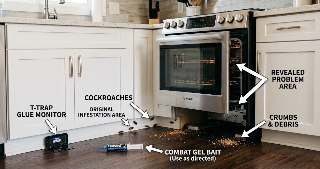 How To Get German Cockroaches Out Of An Oven-german-cockroach-around kitchen-oven-base