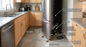How To Get Rid Of German Cockroaches In Refrigerator-infested-refrigerator-area-labeled-for-pest-identification