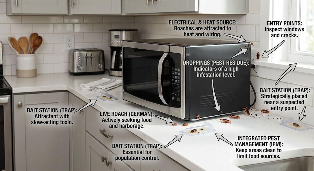 How To Get German Roaches Out Of A Microwave-kitchen-diagram-showing-cockroach-control